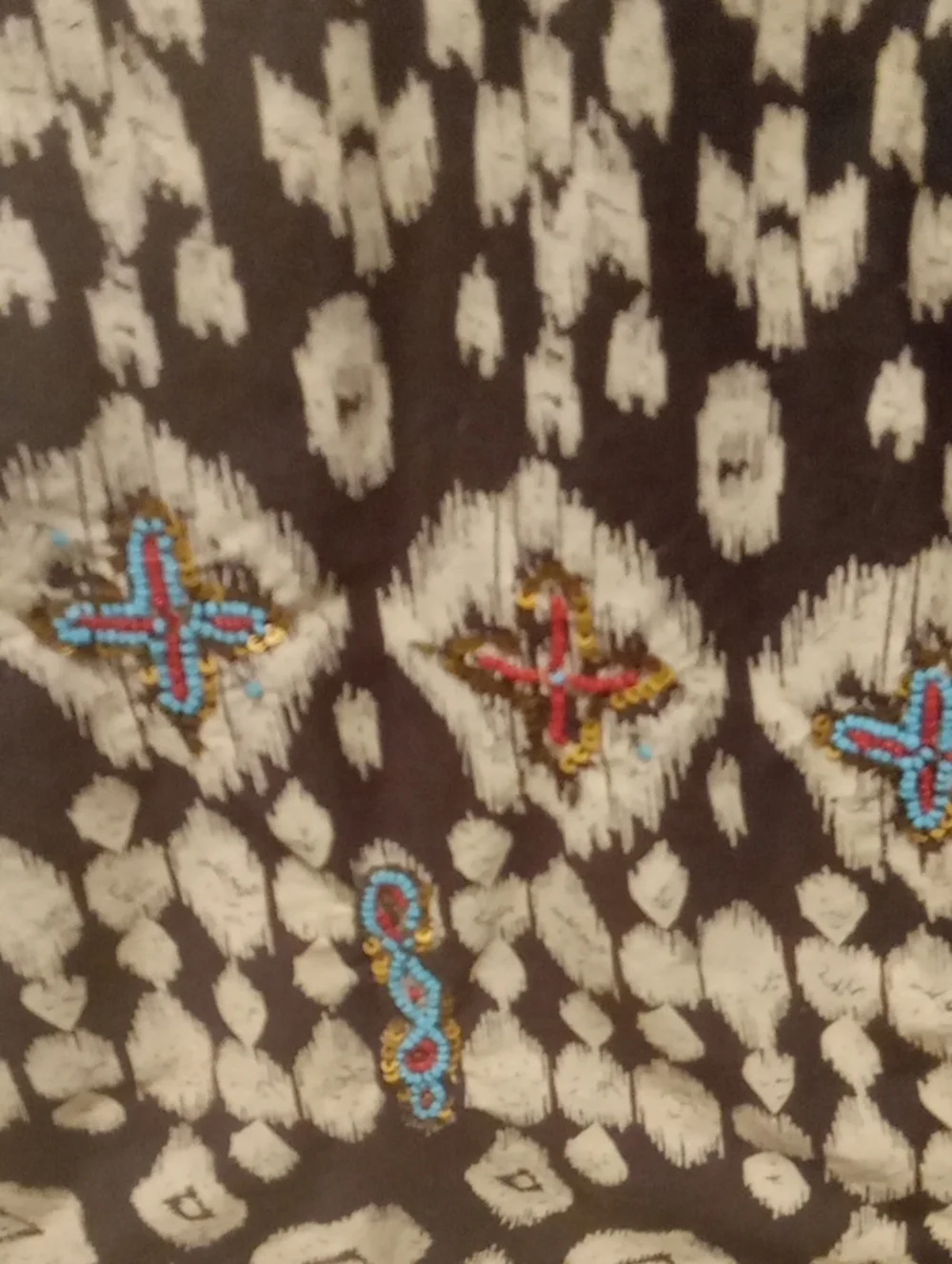Style & Co. Brown and Cream Printed Maxi Skirt with Embroidered And Beaded Hem